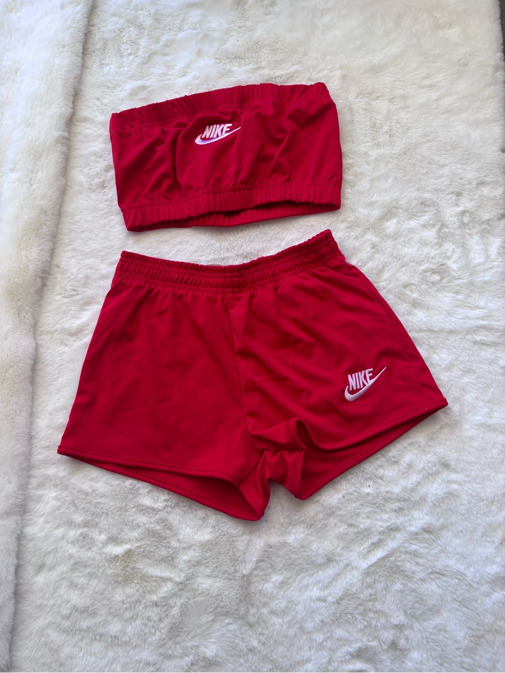 Nike Bright Red Tube Top and Athletic Shorts Set - Picture 3 of 3